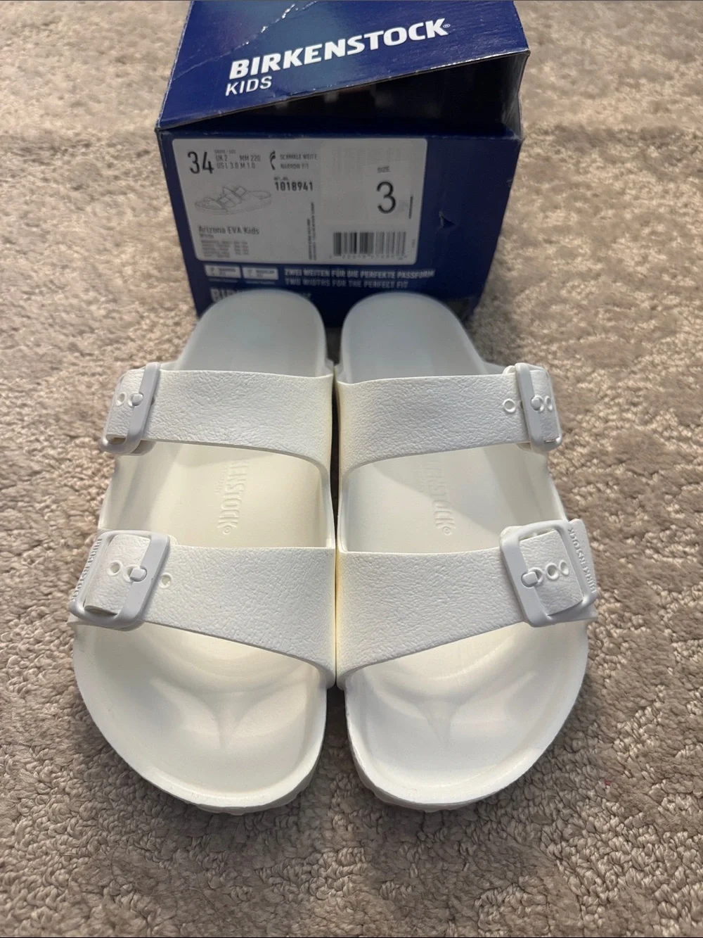 Birkenstock White Kids Arizona EVA Slide Sandals